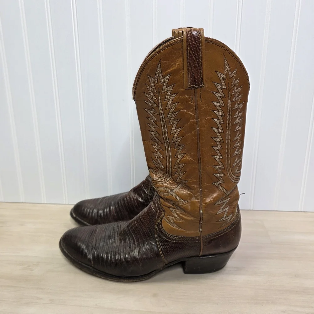 Dan Post Teju Lizard Boots Brown Leather Mens Size 8.5‎ D